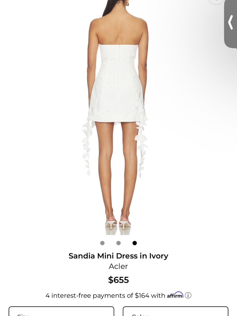Acler Strapless Mini Dress in Ivory with Floral Appliqué Detail